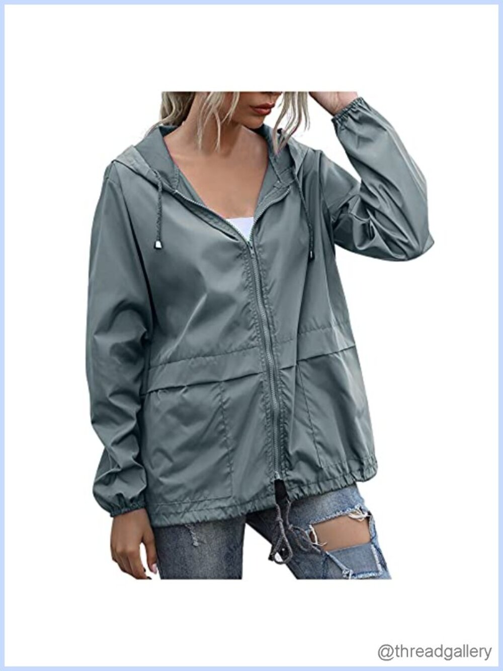 Women's Waterproof Hooded Rain Jacket Lightweight Packable Windbreaker